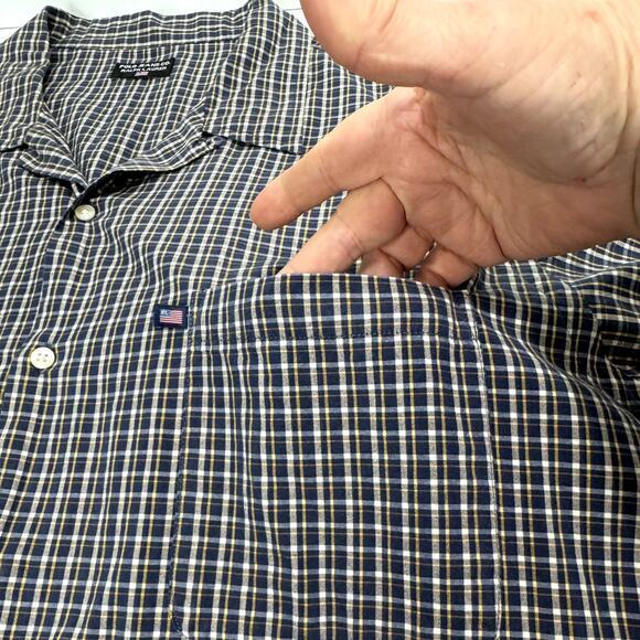 Polo Jeans Co Button Shirt Men XL READ Blue Plaid Ralph Lauren US Flag Vintage - Picture 4 of 10